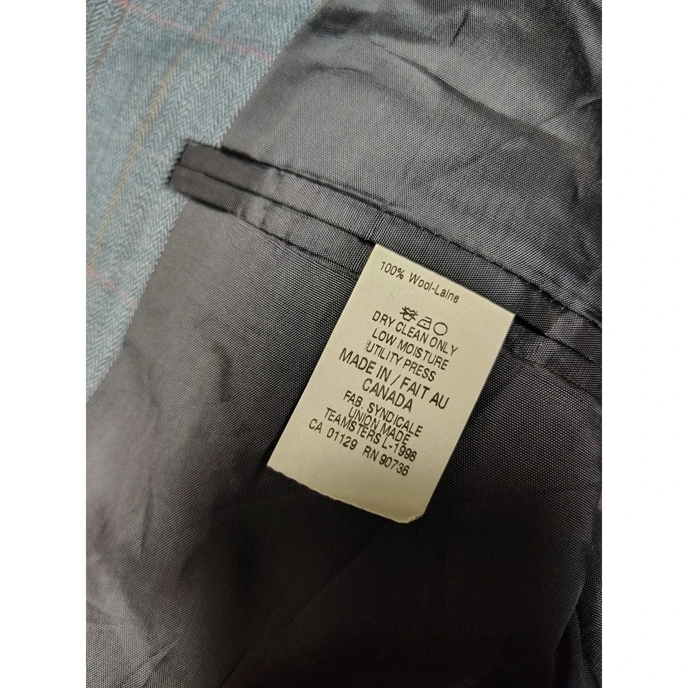 Lauren Ralph Lauren Mens Grey Plaid Herringbone 100% Wool 3-Button Blazer Jacket